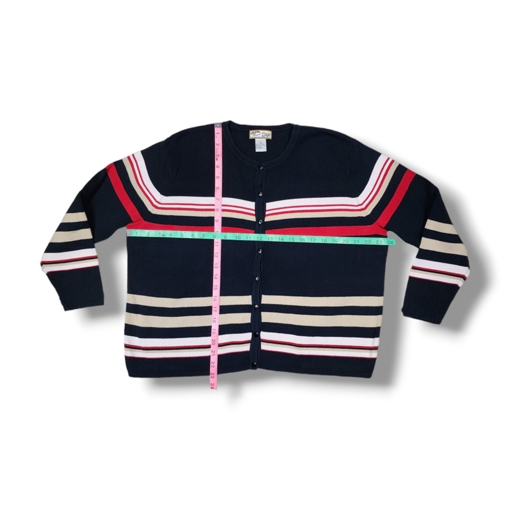 Vintage Heirloom Collectibles Striped Button Up‎ Cardigan Sweater Women's L - Picture 3 of 12